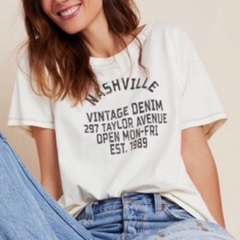 Anthropologie White Graphic Tee